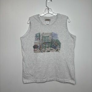 Northern Reflections Sleeveless Graphic Tank Top Gray L VTG 90’s